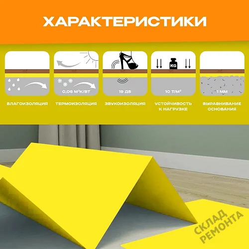 Фото Подложка листовая Solid 2 мм под ламинат и паркет желтая – купить в Балаково: цена, описание, фото. Интернет-магазин 3