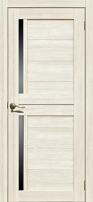 Дверь FlyDoors Ла Стелла 202 ясень снежный, экошпон, черное стекло