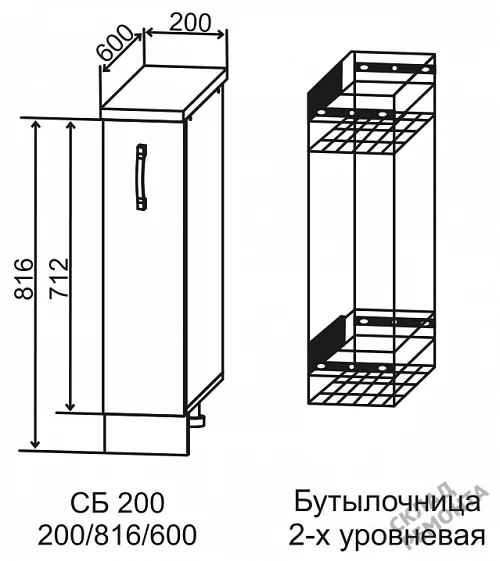 Фото Шкаф нижний ДСВ СБ 200 (бутылочница) – купить в Балаково: цена, описание, фото. Интернет-магазин 2