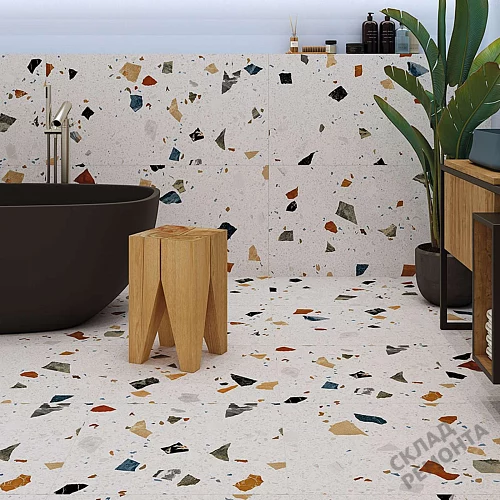 Фото Керамогранит матовый Steppe Ceramics Chips White белый 600*600*9 – купить в Балаково: цена, описание, фото. Интернет-магазин 2