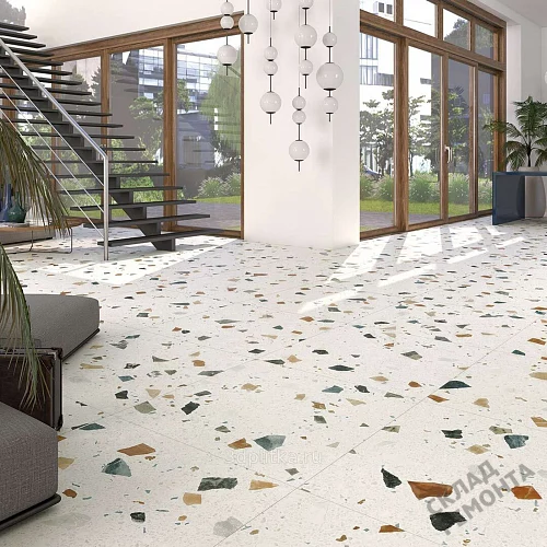 Фото Керамогранит матовый Steppe Ceramics Chips White белый 600*600*9 – купить в Балаково: цена, описание, фото. Интернет-магазин 3